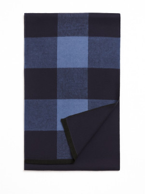 Marco Capelli Check Double Face Scarf - Navy
