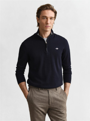 Gant Classic Cotton Quarter Zip - Navy