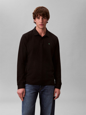 Calvin Klein Jeans Long Sleeve Pique Polo - Black