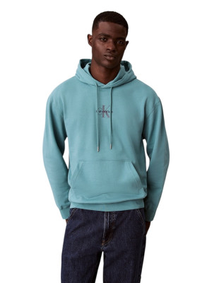 Calvin Klein Jeans Terry Micro Monologo Hoodie - Blue