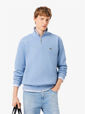 Lacoste High Neck Zipped Cotton Sweat - Blue