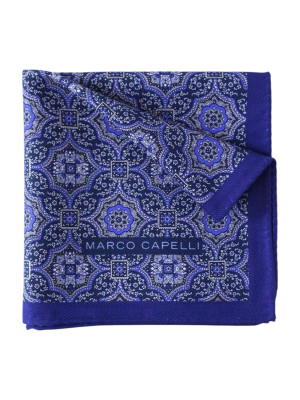 Marco Capelli Flower Silk Pocket Square - Blue
