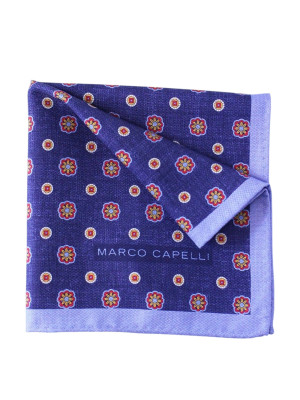 Marco Capelli Double Sided Silk Pocket Square - Navy