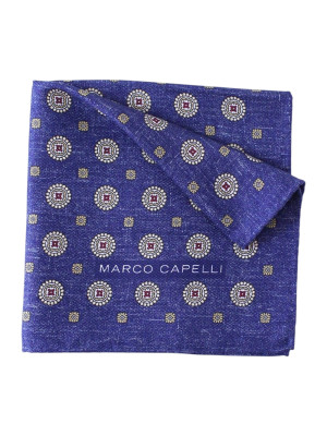 Marco Capelli Double Sided Silk Pocket Square - Blue