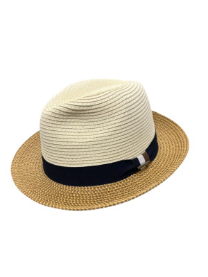 Bugatti Summer Fedora Two Tone Hat - Brown
