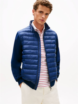 Tommy Hilfiger Mix Media Stand Collar Full Zip - Navy