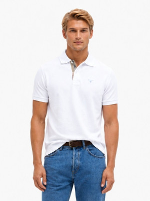 Barbour Tartan Pique Polo - White