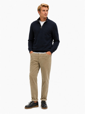 Barbour Essential Honeycomb Quarter Zip Knit - Navy