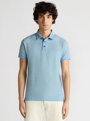 Remus Uomo Basketweave Polo - Blue