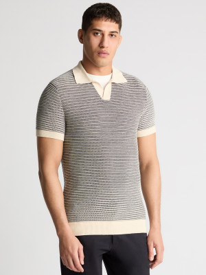 Remus Uomo Open Neck Polo Knit - Navy