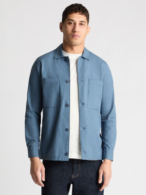 Remus Uomo Tapered Chest Pocket Overshirt - Blue