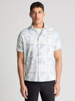 Remus Uomo Parker Flower Print Short Sleeve Shirt - Blue