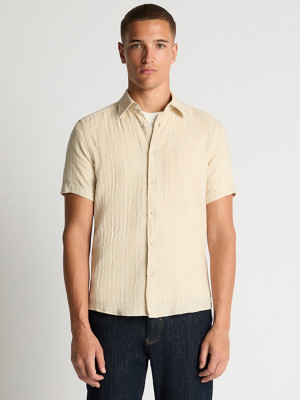 Remus Uomo Oskar Linen Short Sleeve Shirt - Cream