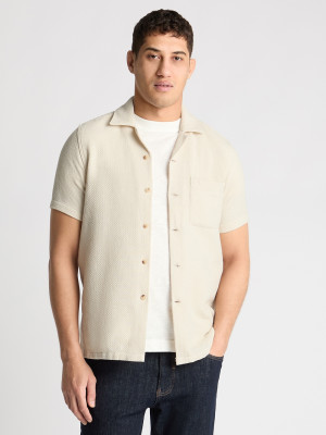 Remus Uomo Paolo Waffle Resort Short Sleeve Shirt - Ecru