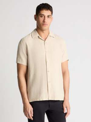 Remus Uomo Linen Casual Short Sleeve Shirt - Cream