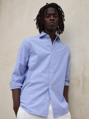 Ecoalf Alfredo Stripe Poplin Shirt - Blue
