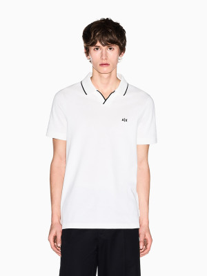 AX ARMANI Chest Logo Polo Shirt - Stone