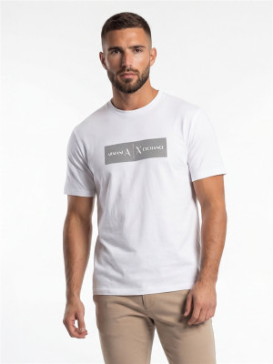 AX ARMANI Chest Logo T-Shirt - Stone