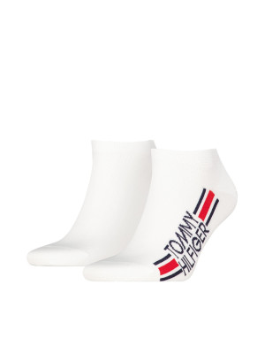 Tommy Hilfiger 2 Pack Logo Stripe Sneaker Sock - White