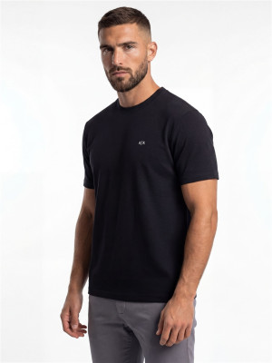 AX ARMANI Mercerized Cotton Jersey Textured T-Shirt - Navy