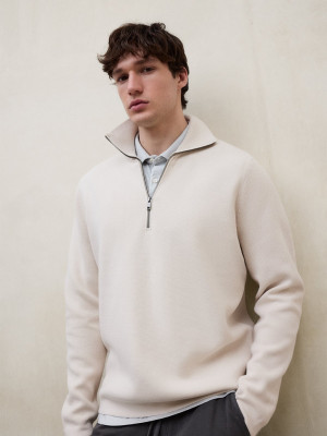 Ecoalf Penti Quarter Zip Sweater - Cream