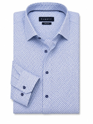 Bugatti Easy Care Geo Pattern Button Under Shirt - blue