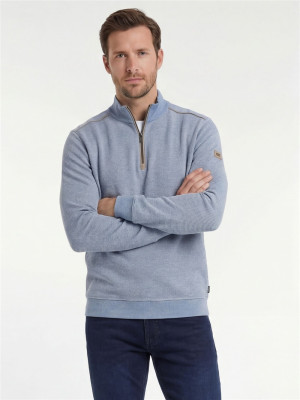 Bugatti Two Tone Quarter Zip Sweatshirt - Blue