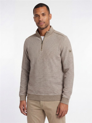 Bugatti Two Tone Quarter Zip Sweatshirt - Stone