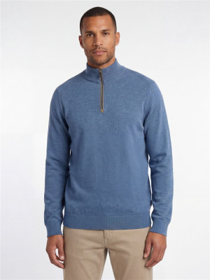 Bugatti Soft Cotton Quarter Zip Jumper - Blue