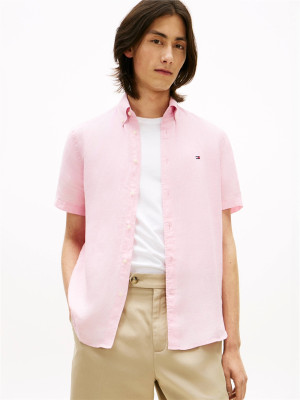 Tommy Hilfiger Pigment Dyed Short Sleeve Shirt - Pink