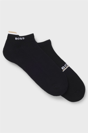 Boss 2 Pack Iconic Loop Cotton Sneaker Socks - Black