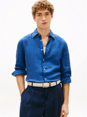 Tommy Hilfiger Pigment Dyed Linen Solid Shirt - Blue