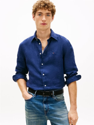 Tommy Hilfiger Pigment Dyed Linen Solid Shirt - Navy