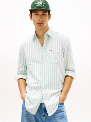 Tommy Jeans Stripe Oxford Shirt - Green
