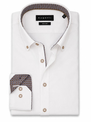 Bugatti Easy Care Solid Button Down Shirt - White