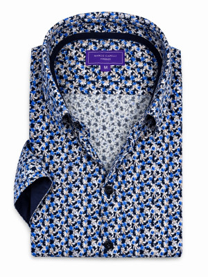 Marco Capelli Floral Print Short Sleeve Shirt - Blue