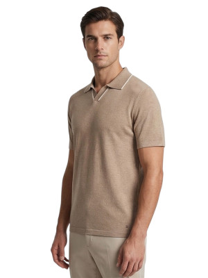 Thomas Maine Pure Merino Polo Knit - Beige