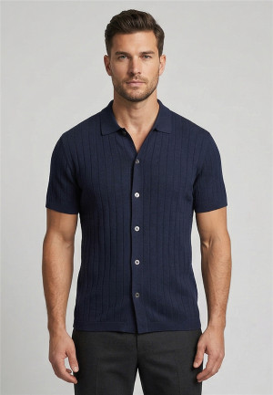 Thomas Maine Lyocell Silk Button Cardigan - Navy