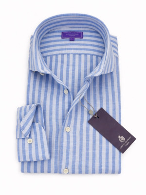 Marco Capelli Brando 100% Linen Shirt - Blue