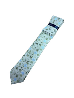 Marco Capelli Floral 7.5cm Tie & Pocket Square - Green