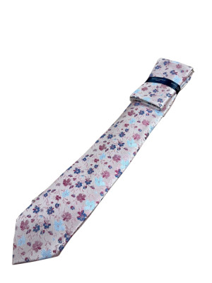 Marco Capelli Floral 7.5cm Tie & Pocket Square - Pink