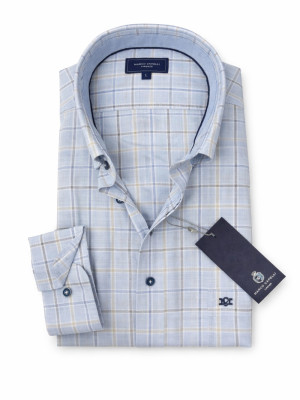 Marco Capelli Ivy Fil A Fil Check Shirt - Blue