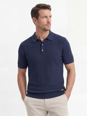 Marco Capelli Drop Needle Short Sleeve Polo - Navy