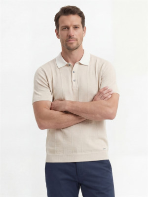 Marco Capelli Drop Needle Short Sleeve Polo - Stone