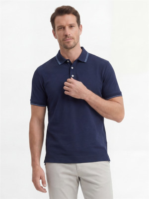 Marco Capelli Soft Cotton Tipping Polo - Navy