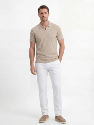 Marco Capelli Riva Open Neck Two Tone Polo - Beige