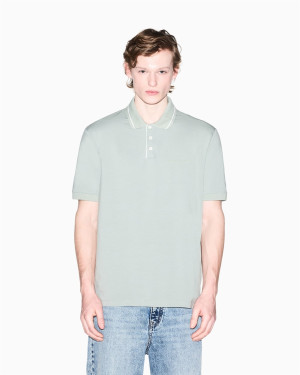 AX ARMANI Cotton Jersey Polo Shirt - Green