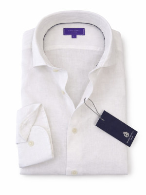 Marco Capelli Solid Linen Shirt - White