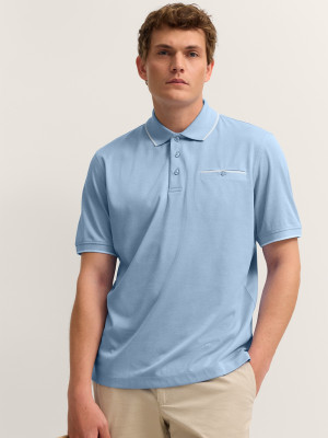 Bugatti Two Tone Structured Polo - Blue