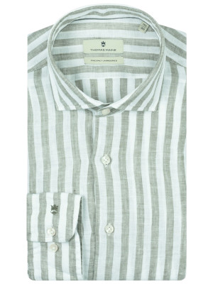 Thomas Maine Pure Linen Roma Modern Kent Collar Shirt - Green